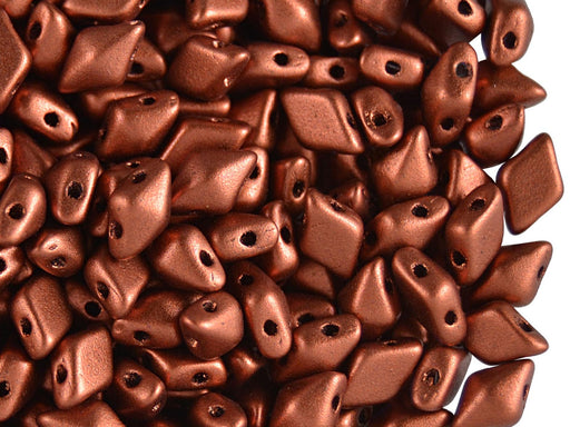 30 pcs 2-hole DiamonDuo™ Beads, 5x8mm, Copper Matte, Pressed Czech Glass
