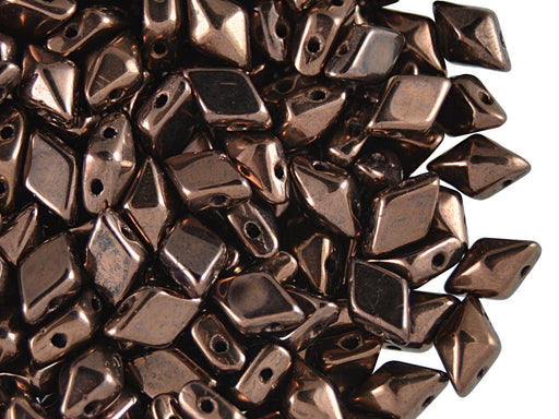 30 pcs 2-hole DiamonDuo™ Beads, 5x8mm, Jet Bronze Luster, Pressed Czech Glass