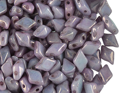 30 pcs 2-hole DiamonDuo™ Beads, 5x8mm, Vega On Chalk, Pressed Czech Glass