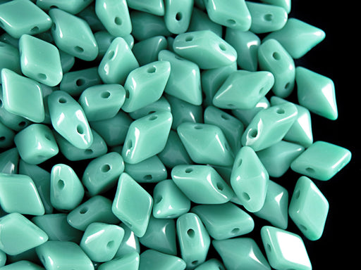 30 pcs 2-hole DiamonDuo™ Beads, 5x8mm, Opaque Turquoise, Pressed Czech Glass