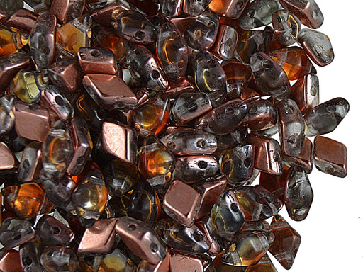 30 pcs 2-hole DiamonDuo™ Beads, 5x8mm, Crystal Sliperit, Pressed Czech Glass
