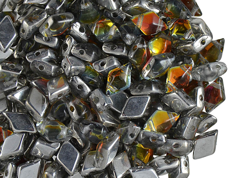 30 pcs 2-hole DiamonDuo™ Beads, 5x8mm, Crystal Marea, Pressed Czech Glass
