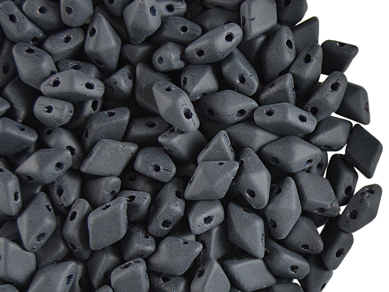 30 pcs 2-hole DiamonDuo™ Beads, 5x8mm, Jet Matte, Pressed Czech Glass