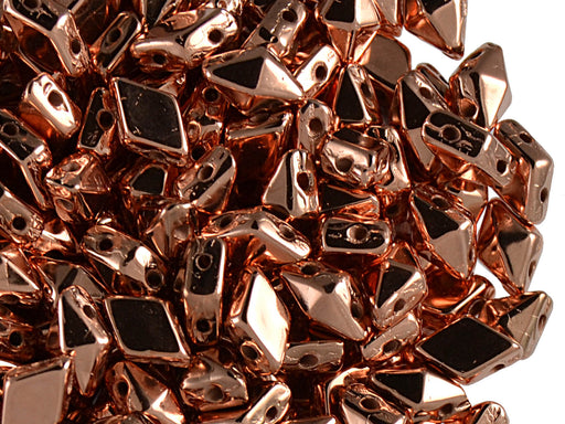 30 pcs 2-hole DiamonDuo™ Beads, 5x8mm, Copper, Pressed Czech Glass