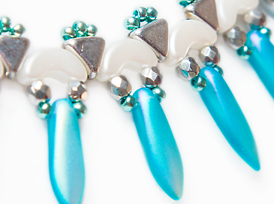Elsa - DIY Beading Kit For Jewelry Making (Necklace&Earrings), Aqua White Chrysolite, Czech Glass Beads