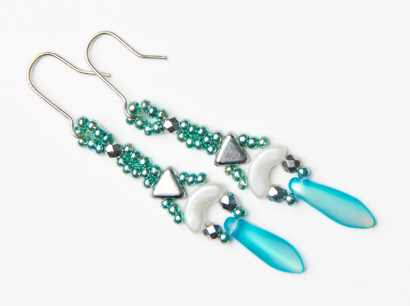 Elsa - DIY Beading Kit For Jewelry Making (Necklace&Earrings), Aqua White Chrysolite, Czech Glass Beads