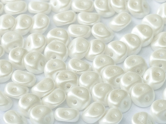 50 pcs 2-hole Es O® Beads ESTRELA, 5mm, Alabaster Pastel White, Czech Glass