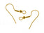 2 pc Earring Hooks with Spring 20.5x16.3mm, Gold Plated - 1 pair