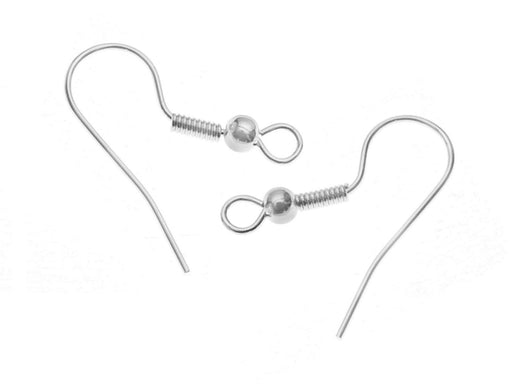 2 pc Earring Hooks with Spring 20.5x16.3mm, Silver Plated - 1 pair