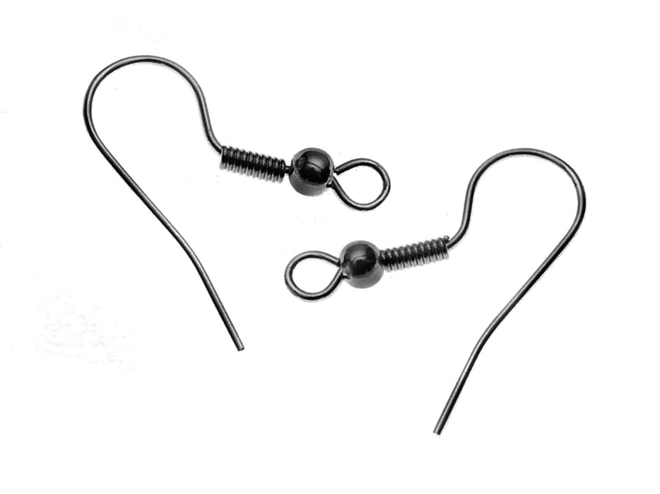2 pc Earring Hooks with Spring 20.5x16.3mm, Black Plated - 1 pair