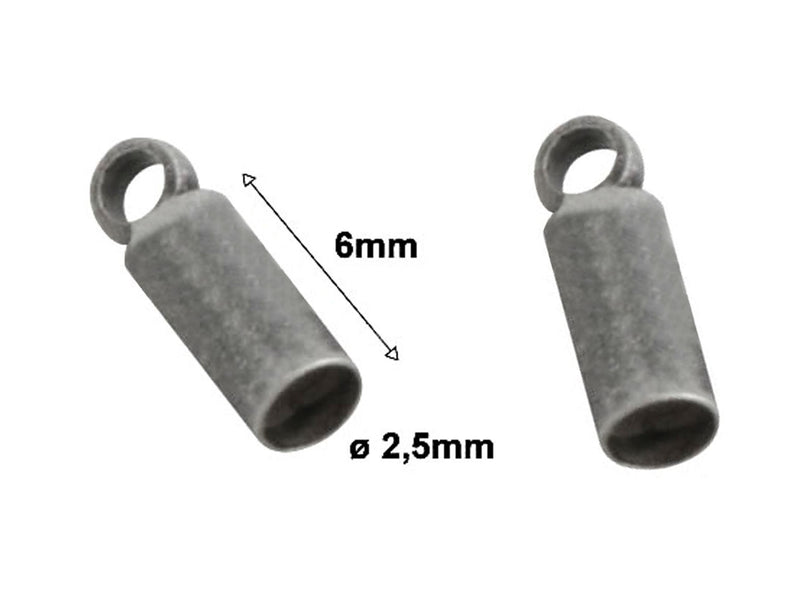 1 pc Round Adhesive Glued End Sleeve 6x2.5mm, Black Plated