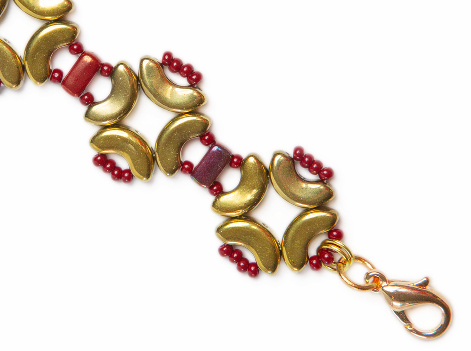 1 pc DIY Beading Kit for Jewelry Making (Bracelet) Magic Identity, Gold Red, Czech Glass Beads