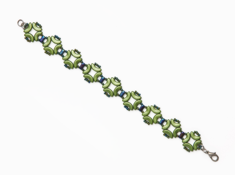 1 pc DIY Beading Kit for Jewelry Making (Bracelet) Magic Identity, Green Blue Iris, Czech Glass Beads