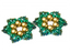 Exclusive DIY Beading Kit For Making Jewelry Snowflake 2pcs, Gold Green, Czech Glass Beads