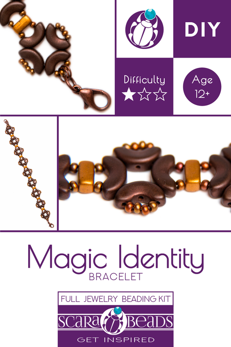 1 pc DIY Beading Kit for Jewelry Making (Bracelet) Magic Identity, Brown Gold, Czech Glass Beads