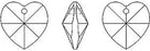 2 pcs Swarovski Elements 6202 Crystal Heart Pendant, 10.3x10mm, Topaz AB, Czech Glass