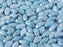 50 pcs 2-hole IrisDuo® Pressed Beads, 4x7mm, Chalk White Baby Blue Luster, Czech Glass