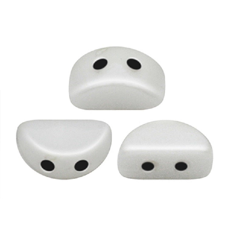 25 pcs Kos® Par Puca® Beads, 6x3mm 2-Hole, Czech Glass, Opaque White