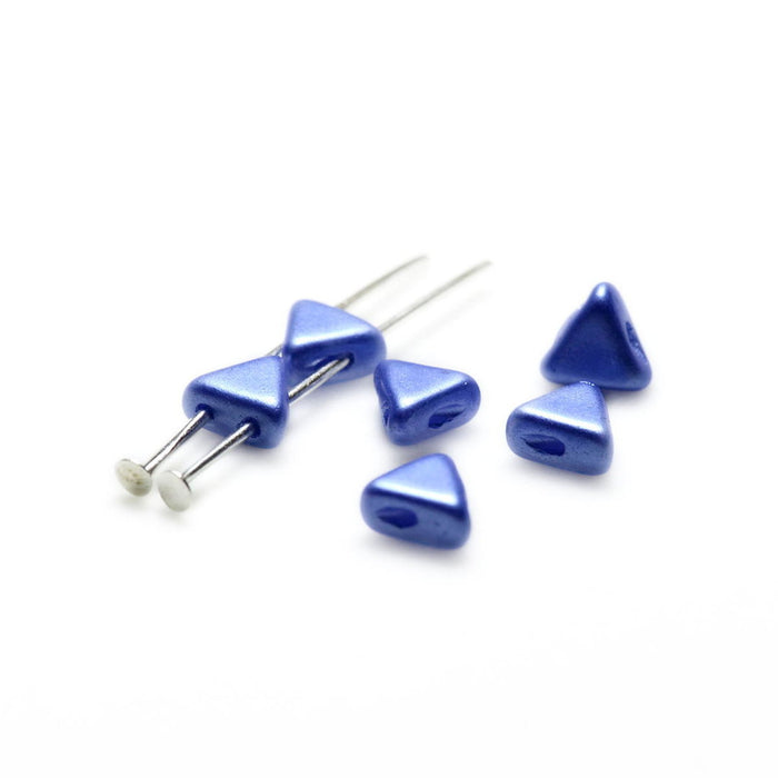 50 pcs Khéops® Par Puca® 2-hole Beads, Triangle 6mm, Pastel Sapphire, Czech Glass