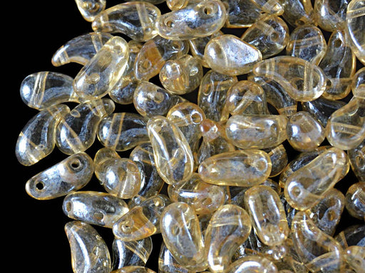 20 pcs 2-hole ZoliDuo® Left Pressed Beads, 5x8mm, Crystal Orange Luster, Czech Glass