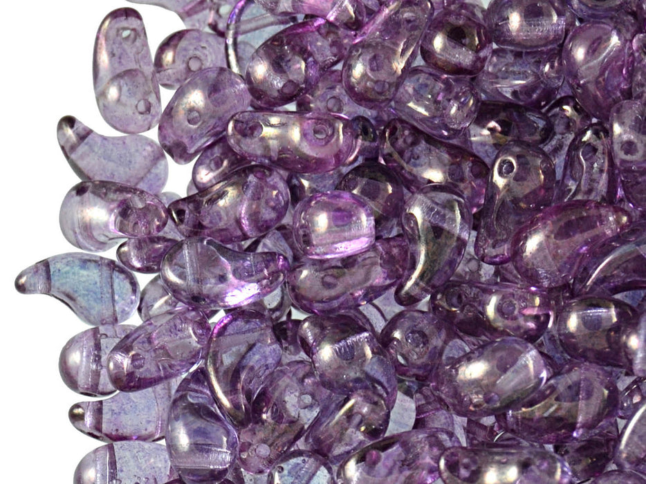 20 pcs 2-hole ZoliDuo® Left Pressed Beads, 5x8mm, Crystal Vega Luster, Czech Glass