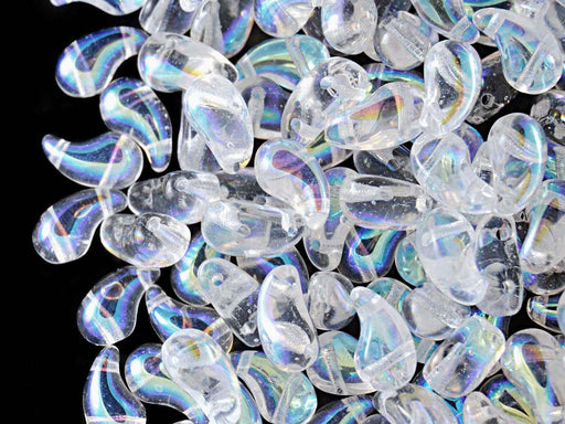 20 pcs 2-hole ZoliDuo® Left Pressed Beads, 5x8mm, Crystal AB, Czech Glass