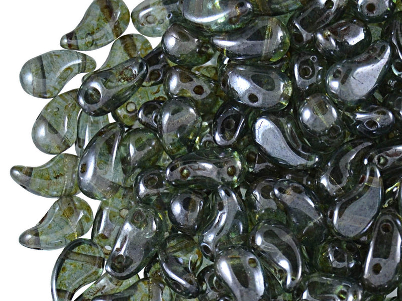 20 pcs 2-hole ZoliDuo® Left Pressed Beads, 5x8mm, Crystal Lazure Blue, Czech Glass