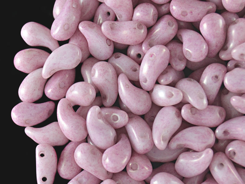 20 pcs 2-hole ZoliDuo® Left Pressed Beads, 5x8mm, Alabaster Lila Luster, Czech Glass