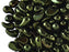 20 pcs 2-hole ZoliDuo® Left Pressed Beads, 5x8mm, Dark Green Metallic, Czech Glass