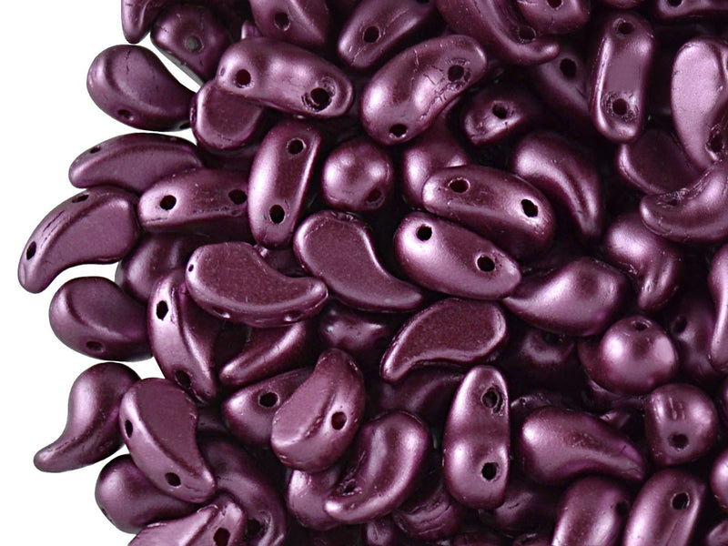 20 pcs 2-hole ZoliDuo® Left Pressed Beads, 5x8mm, Pastel Burgundy, Czech Glass