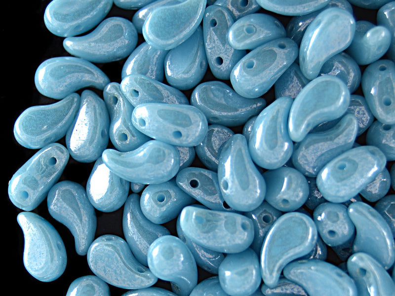 20 pcs 2-hole ZoliDuo® Left Pressed Beads, 5x8mm, Turquoise Shimmer, Czech Glass