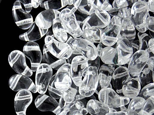 20 pcs 2-hole ZoliDuo® Left Pressed Beads, 5x8mm, Crystal Clear, Czech Glass