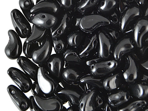 20 pcs 2-hole ZoliDuo® Left Pressed Beads, 5x8mm, Jet Black, Czech Glass