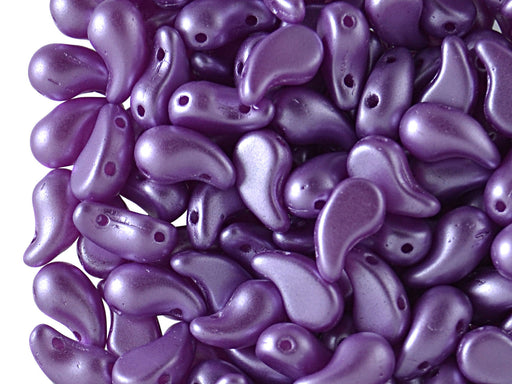 20 pcs 2-hole ZoliDuo® Left Pressed Beads, 5x8mm, Alabaster Pastel Lila Purple, Czech Glass
