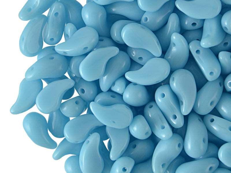 20 pcs 2-hole ZoliDuo® Left Pressed Beads, 5x8mm, Opaque Turquoise Blue, Czech Glass
