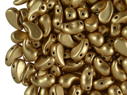 20 pcs 2-hole ZoliDuo® Left Pressed Beads, 5x8mm, Alabaster Bronze Pale Gold, Czech Glass