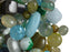 40 g Mix Beads, Various Shapes, Gold Green, Czech Glass