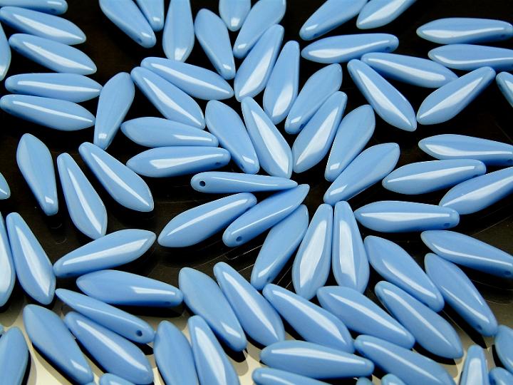 25 pcs Dagger Pressed Beads, 5x16mm, Opaque Turquoise Blue, Czech Glass