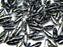 25 pcs Dagger Pressed Beads, 5x16mm, Jet Picasso, Czech Glass