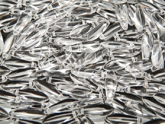 25 pcs Dagger Pressed Beads, 5x16mm, Crystal Clear, Czech Glass