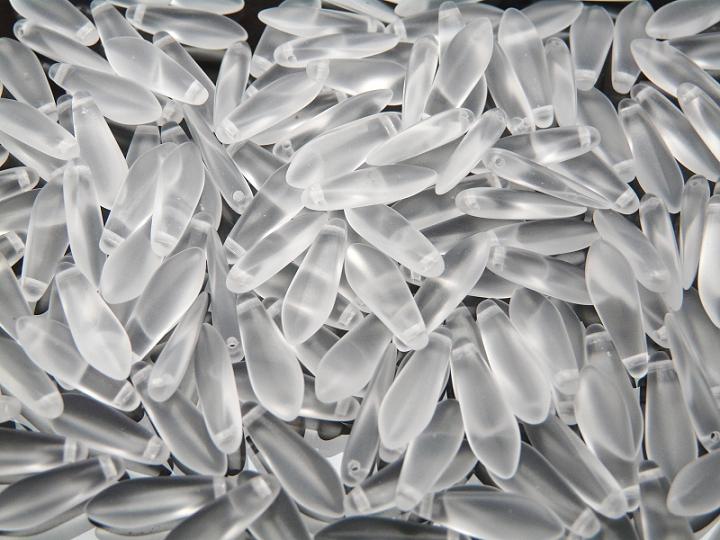 25 pcs Dagger Pressed Beads, 5x16mm, Crystal Matte, Czech Glass