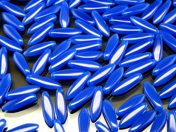25 pcs Dagger Pressed Beads, 5x16mm, Alabaster Aqua, Czech Glass