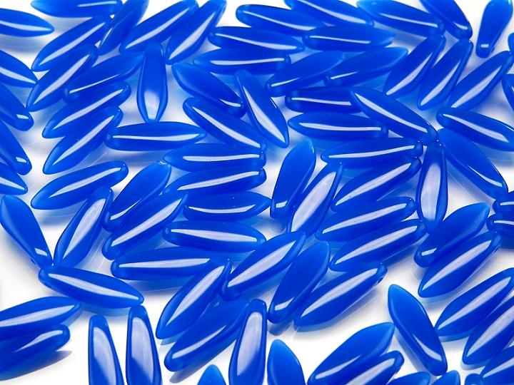 25 pcs Dagger Pressed Beads, 5x16mm, Alabaster Aqua, Czech Glass