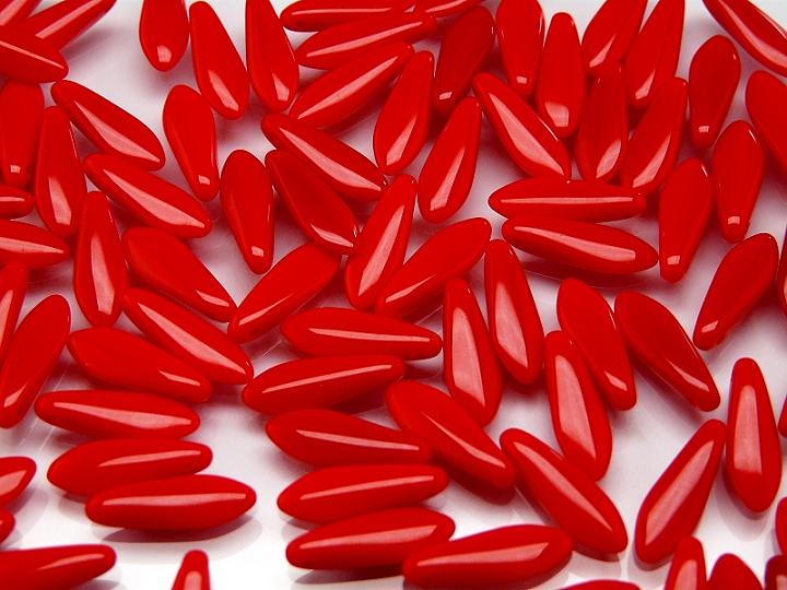 25 pcs Dagger Pressed Beads, 5x16mm, Coral Opaque, Czech Glass