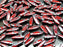 25 pcs Dagger Pressed Beads, 5x16mm, Opaque Red Picasso, Czech Glass
