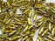 25 pcs Dagger Pressed Beads, 5x16mm, Yellow Dark Circle Vitrail, Czech Glass