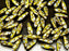 25 pcs Dagger Pressed Beads, 5x16mm, Dark Yellow Circle Vitrail Matte, Czech Glass