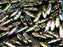 25 pcs Dagger Pressed Beads, 5x16mm, Topaz Zebra Vitral, Czech Glass
