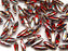 25 pcs Dagger Pressed Beads, 5x16mm, Coral Zebra Vitrail, Czech Glass
