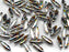 25 pcs Dagger Pressed Beads, 5x16mm, Chalk Zebra Vitrail, Czech Glass